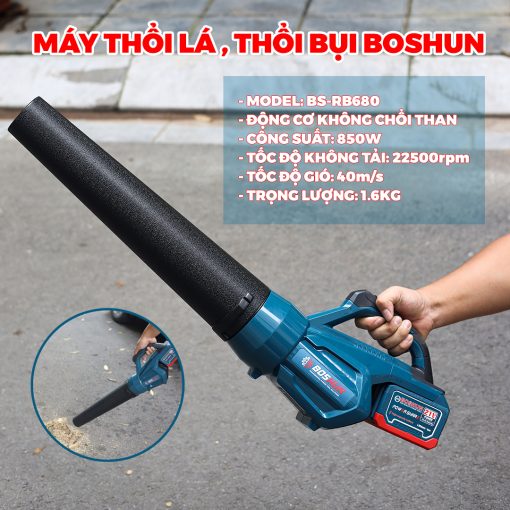 Máy Thổi Bụi / Thổi Lá cầm tay dùng Pin 850w Boshun BS-RB680 – 2 Tốc Độ – Tặng 2 PIN - Hình ảnh 2