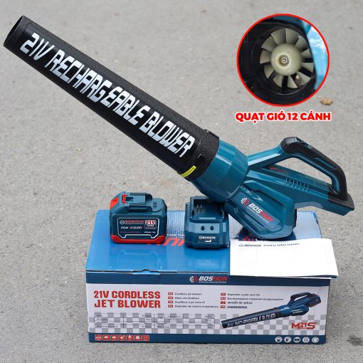 Máy Thổi Bụi / Thổi Lá cầm tay dùng Pin 850w Boshun BS-RB680 – 2 Tốc Độ – Tặng 2 PIN