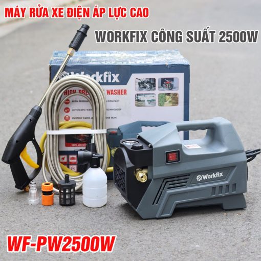 Máy rửa xe cao áp mini gia đình 2500w WORKFIX WF-PW2500W, hàng chính hãng, 100% lõi đồng, tặng dây cao áp 12m