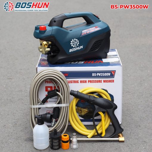 Máy rửa xe cao áp mini gia đình 2800w BOSHUN BS-PW2800W, hàng chính hãng, tặng Dây Cao Áp 12m, 100% lõi đồng