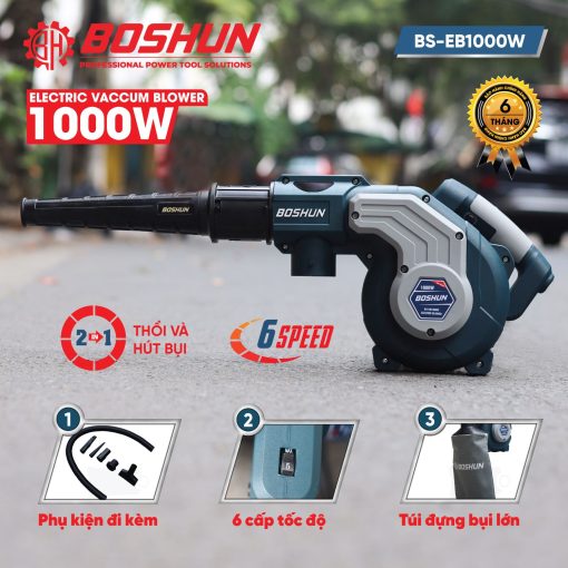 Máy Thổi – Hút Bụi Điện Boshun BS-EB1000W – Công Suất 1000W – Động Cơ 100% Lõi Đồng – Lực Thổi Mạnh Mẽ