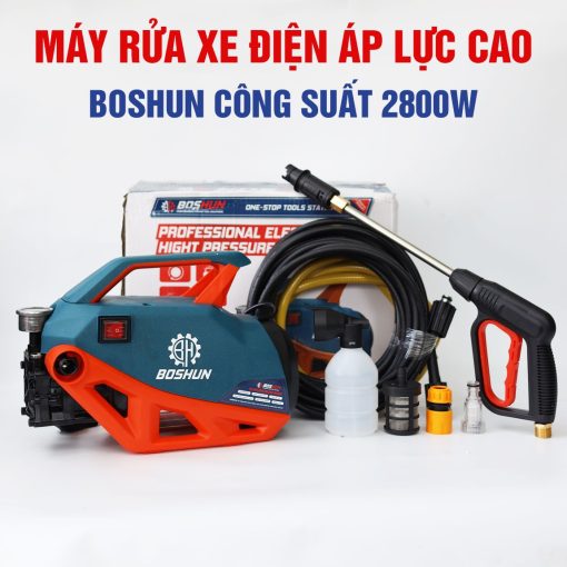 Máy rửa xe cao áp mini gia đình 2800w BOSHUN BS-PW2800W, hàng chính hãng, tặng Dây Cao Áp 12m, 100% lõi đồng - Hình ảnh 2
