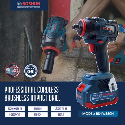 Máy Siết Bulong BOSHUN BS-IW550N – Lực Siết 550N Có Búa – Mở Ốc Ôto Dễ Dàng – Bảo Hành Chính Hãng Boshun 12T - Hình ảnh 5