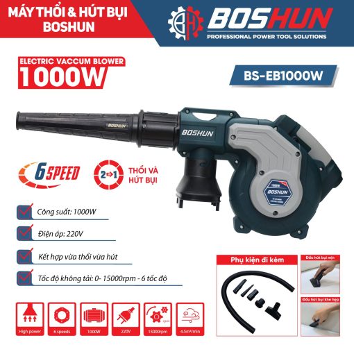 Máy Thổi – Hút Bụi Điện Boshun BS-EB1000W – Công Suất 1000W – Động Cơ 100% Lõi Đồng – Lực Thổi Mạnh Mẽ - Hình ảnh 7
