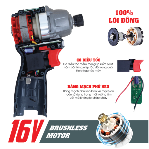 Máy Chuyên Vít PIN 150Nm WORKFIX WF-SD150N đầu 2 trong 1 hàng chính hãng, 100% lõi đồng - Hình ảnh 6