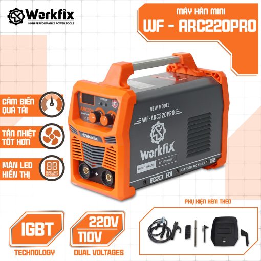 Máy hàn điện tử WORKFIX WF-ARC220PRO, INVERTER IGBT ARC 220A, Hàn que từ 1,6 – 4mm, Bảo hành 12 tháng - Hình ảnh 4