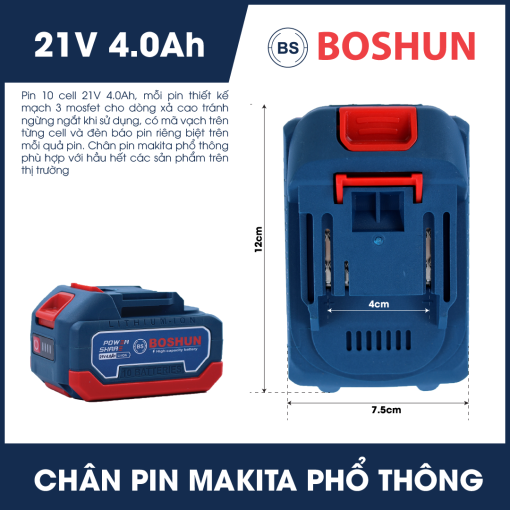 Máy Siết Bulong BOSHUN BS-IW550N – Lực Siết 550N Có Búa – Mở Ốc Ôto Dễ Dàng – Bảo Hành Chính Hãng Boshun 12T - Hình ảnh 3