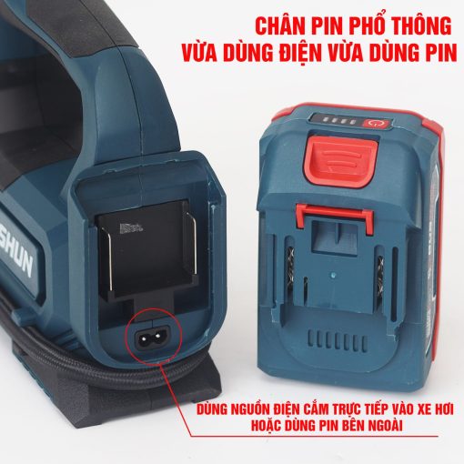 Máy Bơm hơi pin BOSHUN BS-BH120, CS 120W, Áp suất 120 psi, Màn hình led, Vừa dùng điện vừa dùng pin - Hình ảnh 4