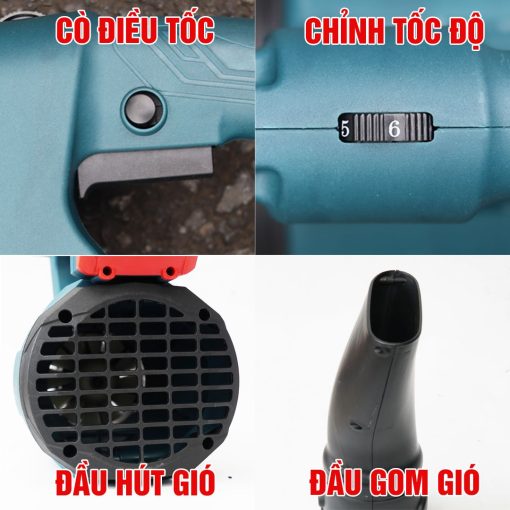 Máy Thổi Bụi, Thổi Lá Dùng Pin BOSHUN BS-RB06PRO Công Suất Lớn 850W, Chỉnh 6 Cấp Tốc Độ, 12 Cánh Quạt - Hình ảnh 5