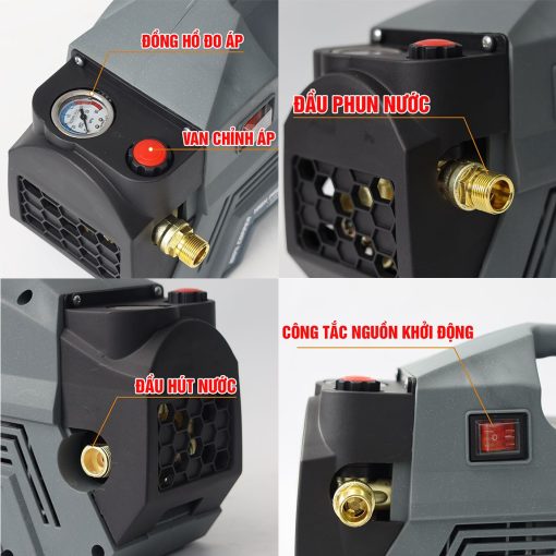 Máy rửa xe cao áp mini gia đình 2500w WORKFIX WF-PW2500W, hàng chính hãng, 100% lõi đồng, tặng dây cao áp 12m - Hình ảnh 5
