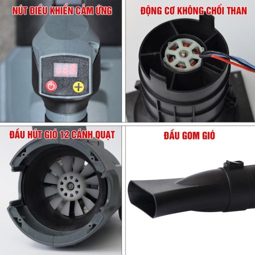 Máy Thổi Bụi / Thổi Lá, rác cầm tay dùng Pin 1000w Workfix 3 Tốc WF-LB03BL, hàng chính hãng, 100% lõi đồng - Hình ảnh 4