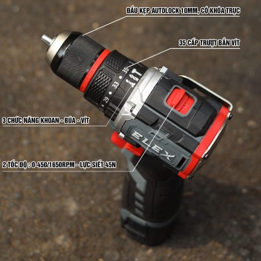 Máy Khoan Pin cầm Tay Bắn Vít 13mm, 45Nm ELEX EL-ID1610BL - Hình ảnh 7