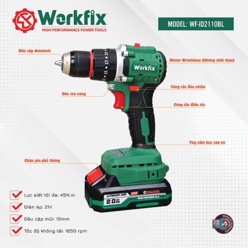 Máy Khoan Tường 10mm, 45Nm WORKFIX WF-ID2110BL - Hình ảnh 4