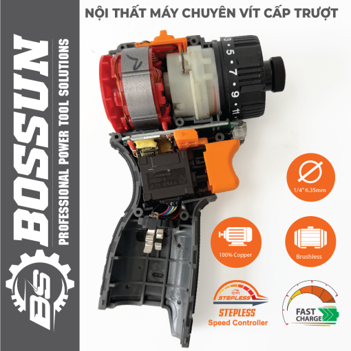 Máy Chuyên vít trượt PIN 45Nm Bossun M16B-VT45BL, 23 Cấp trượt – Không chổi than – Bộ 2 pin 4 Cell - Hình ảnh 5