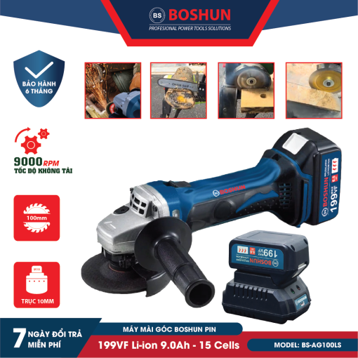 Máy Mài Pin Boshun BS-AG100B – Mài bề mặt – Cắt kim loại – Động Cơ Không Chổi Than – 100% Lõi Đồng - Hình ảnh 7