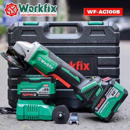 Máy Cắt Mài PIN cầm tay Workfix WF-AG100B chính hãng, Không Chổi Than, 100% Lõi Đồng, 2 PIN