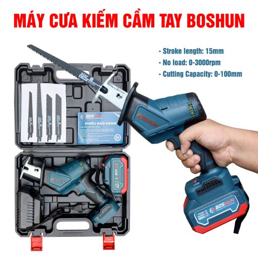 Máy Cưa Kiếm Cầm Tay BOSHUN BS-CK3055T – Không Chổi Than – Chân Pin Phổ Thông – Cưa Gỗ, Cắt, Tỉa Cây – Bảo Hành 12 Tháng - Hình ảnh 4