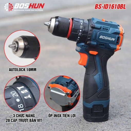 Máy Khoan Pin Boshun BS-ID1610BL 10mm, 55Nm - Hình ảnh 6