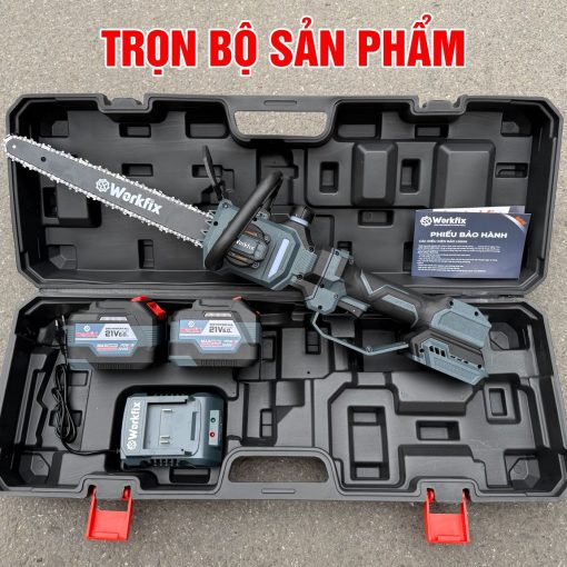 Máy cưa xích cầm tay chạy PIN 1200w WORKFIX WF-CS12MAX, Không chổi than, 100% lõi đồng.
