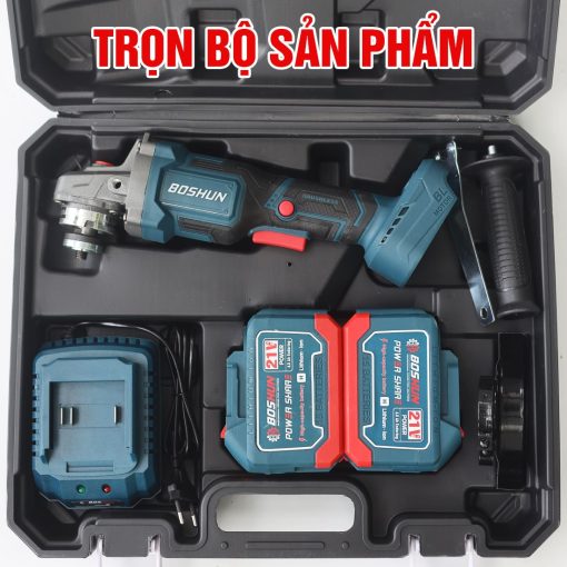 Máy Cắt Mài PIN cầm tay Boshun BS-AG100BL chính hãng, Không Chổi Than,100% Lõi Đồng, 2 Pin - Hình ảnh 2