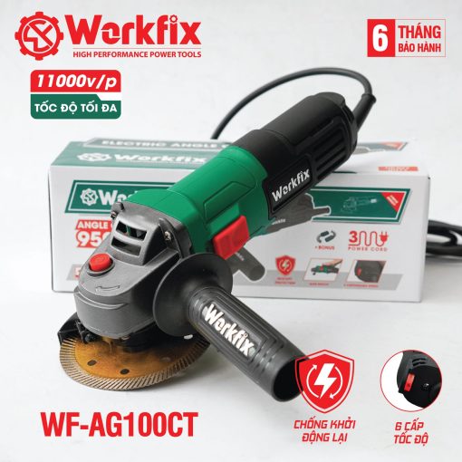 Máy mài điện cầm tay WORKFIX WF-AG100CT, Công tắc cạnh 950W, 6 Tốc độ, Chống khởi động lại - Hình ảnh 7