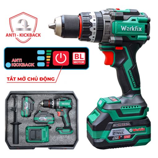 Máy Khoan Pin cầm Tay 13mm, 160Nm WORKFIX WF-ID160AK