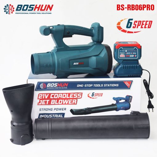 Máy Thổi Bụi, Thổi Lá Dùng Pin BOSHUN BS-RB06PRO Công Suất Lớn 850W, Chỉnh 6 Cấp Tốc Độ, 12 Cánh Quạt - Hình ảnh 3