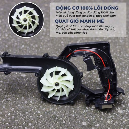 Máy Thổi, Hút Bụi Boshun Đen Công Suất 680W, Chân Pin Phổ Thông, Tốc Độ Gió Cực Mạnh, Bào Hành 12 Tháng - Hình ảnh 5