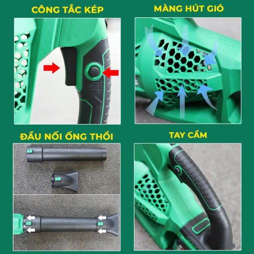 Máy Thổi Bụi / Thổi Lá cầm tay dùng Pin 850w Workfix WF-TL680M chính hãng, 100% lõi đồng, Công Suất Lớn - Hình ảnh 4