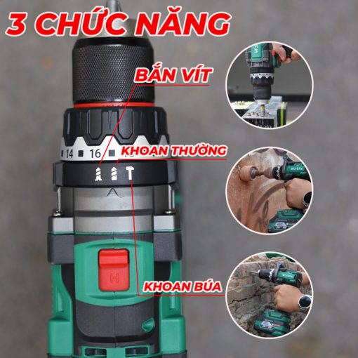 Máy Khoan Pin cầm Tay 13mm, 160Nm WORKFIX WF-ID160AK - Hình ảnh 6