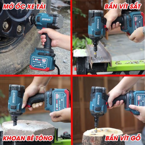Máy Siết Bulong BOSHUN BS-IW850N Lực siết 850N.m – Mở Ốc Ô Tô Tải Dễ Dàng – Bảo Hành Chính Hãng 12 Tháng - Hình ảnh 6