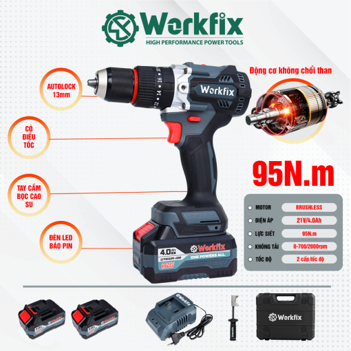 Máy Khoan Tường 13mm, 95Nm WORKFIX WF-ID1395BL - Hình ảnh 2