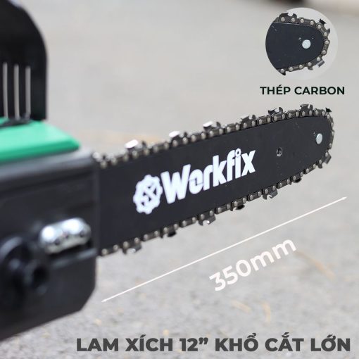 Máy cưa xích mini cầm tay chạy PIN điện 800w WORKFIX WF-CS12BL, hàng chính hãng, Không Chổi Than - Hình ảnh 5