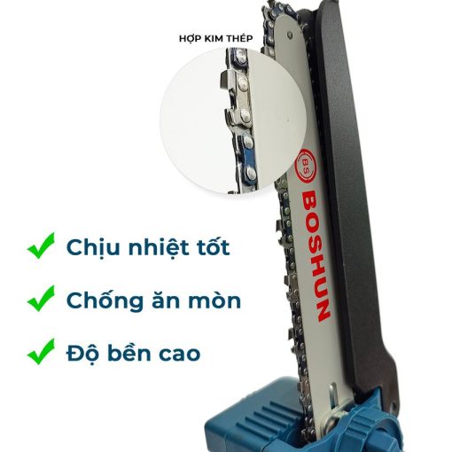 Máy cưa xích mini cầm tay chạy PIN 1800w BOSHUN BS-CS08, hàng chính hãng, Có Tra Nhớt, Có Màn LED. - Hình ảnh 5