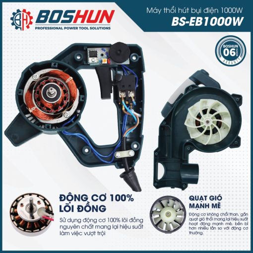Máy Thổi – Hút Bụi Điện Boshun BS-EB1000W – Công Suất 1000W – Động Cơ 100% Lõi Đồng – Lực Thổi Mạnh Mẽ - Hình ảnh 6