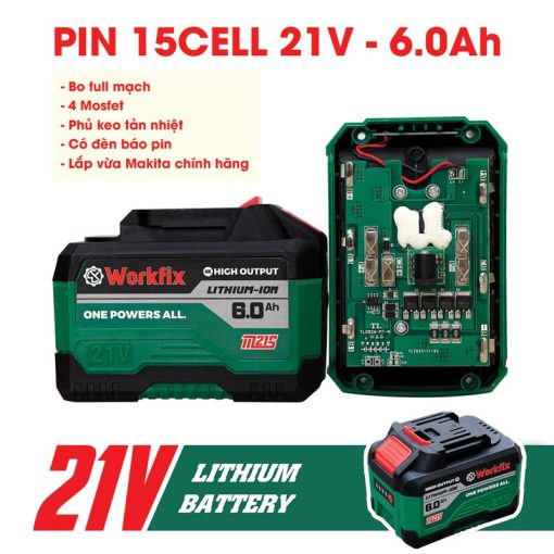 Máy Bắn, Siết Bulong PIN 2100Nm WORFIX WF-IW2100N chính hãng, AutoStop, Không Chổi Than, 100% lõi đồng - Hình ảnh 4