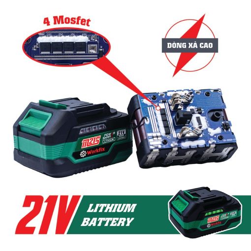 Máy Bắn, siết Bulong PIN 650Nm WORKFIX WF-IW650N chính hãng, Siêu Khỏe, 100% Lõi Đồng, không chổi than - Hình ảnh 3