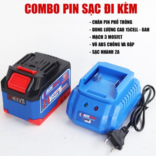 Máy Bắn, siết Bulong PIN 400Nm BOSHUN BS-IW400N chính hãng, Không Chổi Than, 2 in 1, 100% lõi đồng - Hình ảnh 3