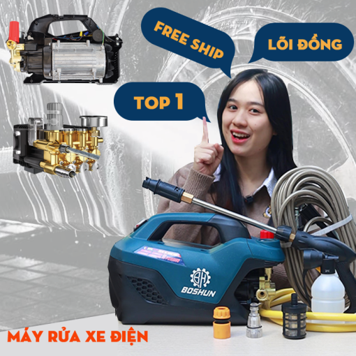 Máy rửa xe cao áp mini gia đình 2800w BOSHUN BS-PW2800W, hàng chính hãng, tặng Dây Cao Áp 12m, 100% lõi đồng - Hình ảnh 2