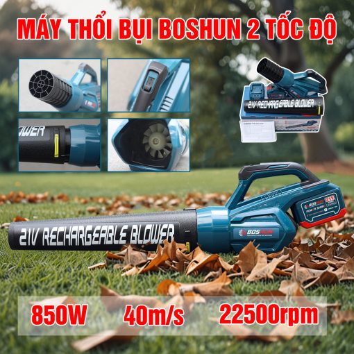 Máy Thổi Bụi / Thổi Lá cầm tay dùng Pin 850w Boshun BS-RB680 – 2 Tốc Độ – Tặng 2 PIN - Hình ảnh 4