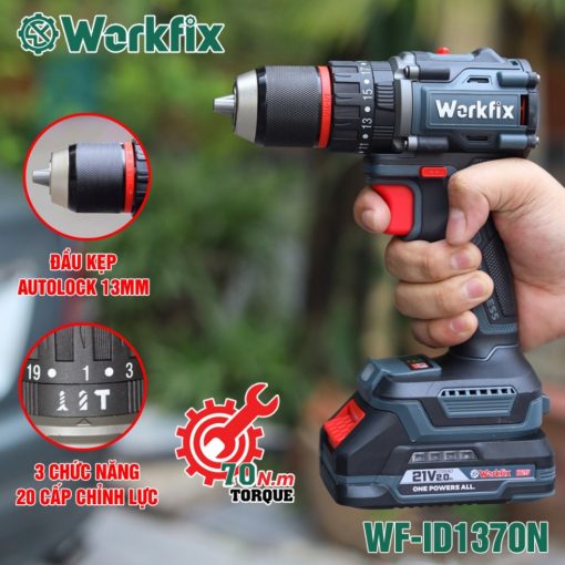 Máy khoan pin 13mm Workfix WF-ID1370N Lực siết 70N.m - Hình ảnh 7