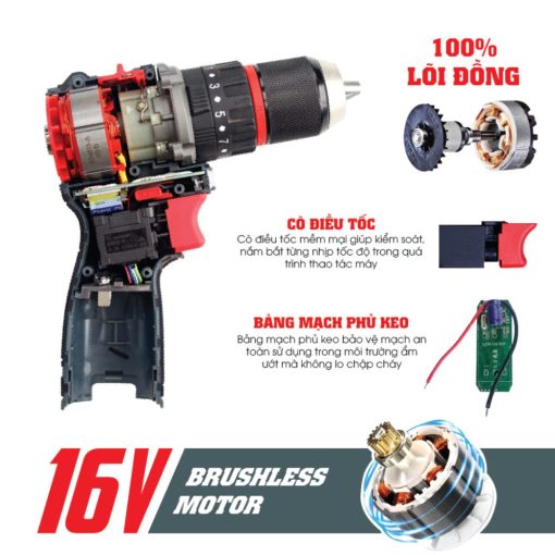 Máy Khoan Pin cầm Tay Bắn Vít 13mm, 70Nm Workfix WF-ID1613BL - Hình ảnh 6
