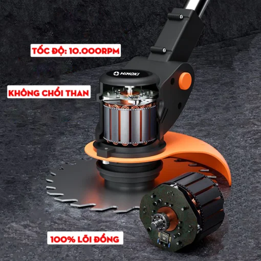 Máy Cắt Cỏ, Tỉa Cành LAPUSEN Không Chổi Than, 100% Lõi Đồng, Chân Pin Phổ Thông 4cm, Pin Khủng 10 Cell - Hình ảnh 7