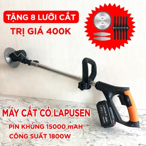 Máy Cắt Cỏ, Tỉa Cành LAPUSEN Không Chổi Than, 100% Lõi Đồng, Chân Pin Phổ Thông 4cm, Pin Khủng 10 Cell - Hình ảnh 5