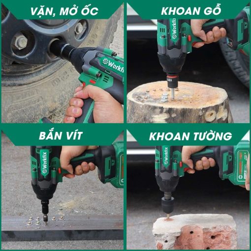 Máy Bắn, siết Bulong PIN 650Nm WORKFIX WF-IW650N chính hãng, Siêu Khỏe, 100% Lõi Đồng, không chổi than - Hình ảnh 6