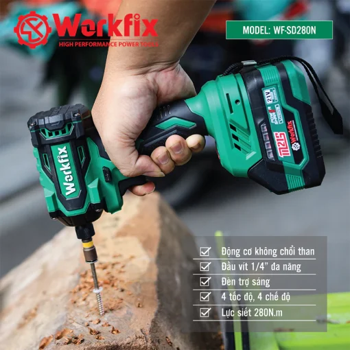 Máy Chuyên Bắn Vít PIN, Workfix WF-SD280N (hàng chính hãng), 4 cấp, Auto stop, không chổi than, lõi đồng - Hình ảnh 4