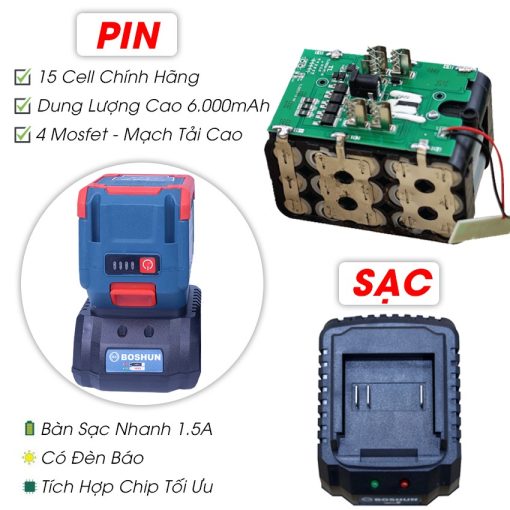 Máy Thổi Bụi / Thổi Lá cầm tay dùng Pin 850w Boshun BS-RB680 – 2 Tốc Độ – Tặng 2 PIN - Hình ảnh 10