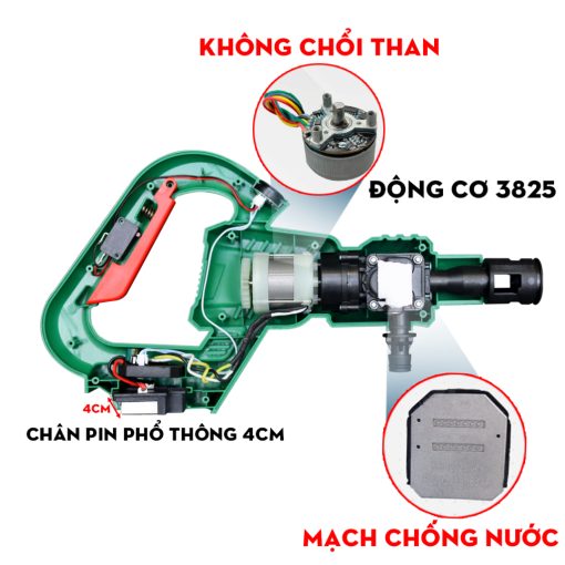 Máy Rửa Xe Cao Áp Workfix WF-PW3825BL, Công suất 305W, 6 Chế Độ, 3 Tốc Độ, Động Cơ 3825BL Không Chổi Than, Chân Pin Phổ Thông, Bảo Hành 12 Tháng - Hình ảnh 3