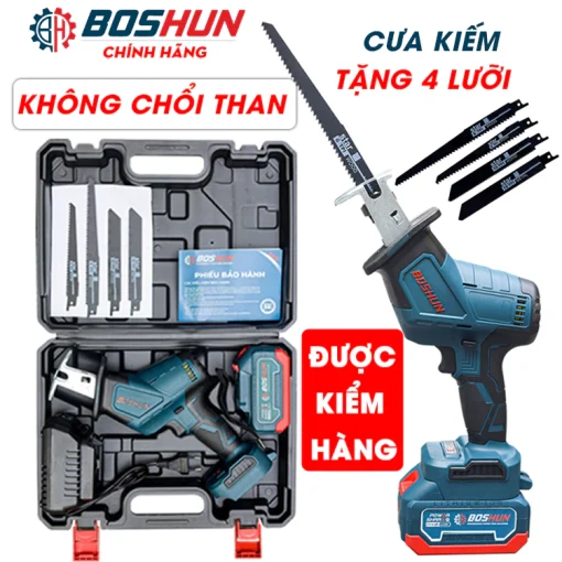 Máy Cưa Kiếm Cầm Tay BOSHUN BS-CK3055T – Không Chổi Than – Chân Pin Phổ Thông – Cưa Gỗ, Cắt, Tỉa Cây – Bảo Hành 12 Tháng
