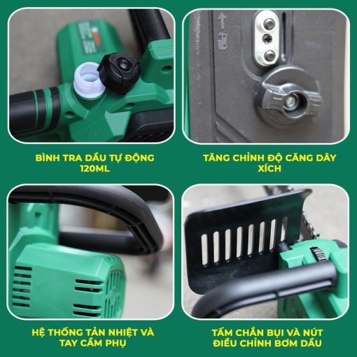 Máy cưa xích mini cầm tay chạy PIN điện 800w WORKFIX WF-CS12BL, hàng chính hãng, Không Chổi Than - Hình ảnh 4